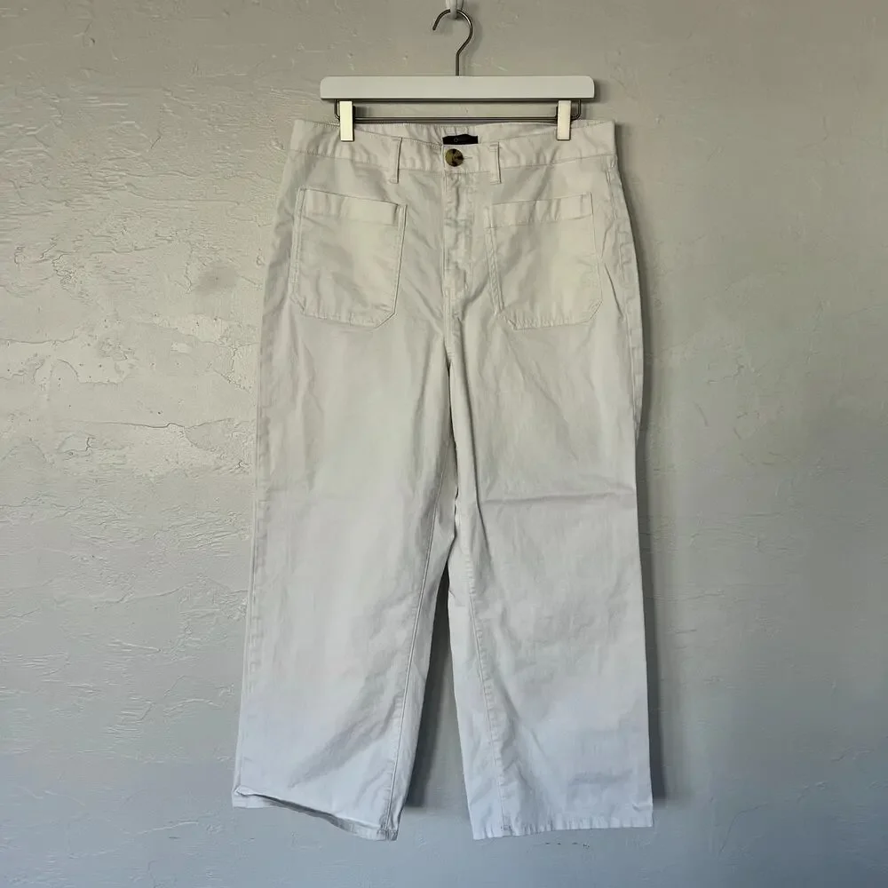 Quince Organic Stretch Cotton Chino Cropped Wide Leg Pants Frost size 14 - Picture 5 of 6